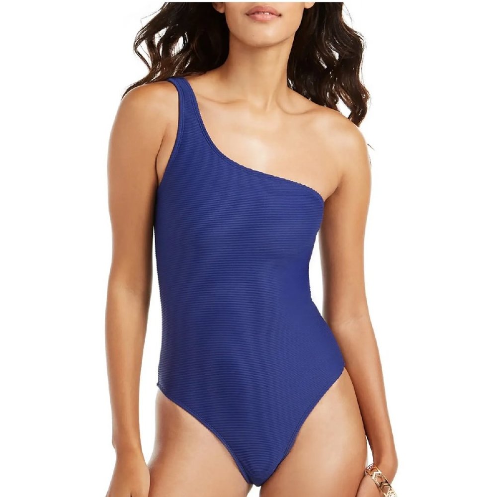 💥Rachel Rachel Roy Ribbed One-Shoulder Swimsuit - Picture 1 of 7